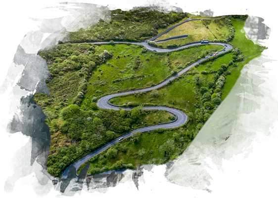 Aerial view of Corkscrew Hill in the Burren, Co. Clare
